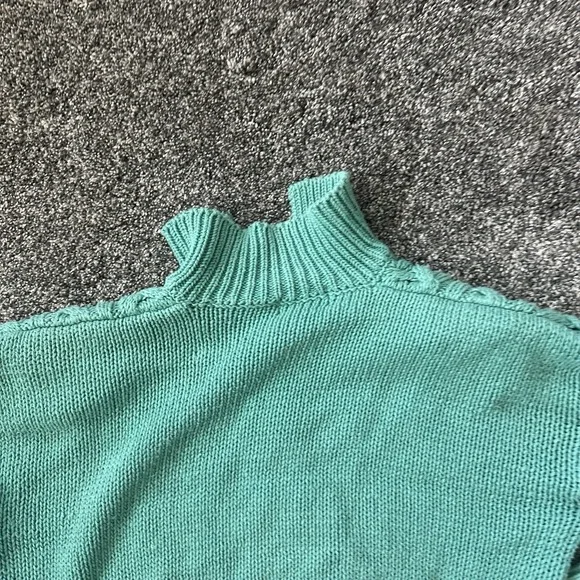 VTG Croquet Club Sweater Womens Medium Green Cable Knit Chunky Button 90s - Picture 12 of 16